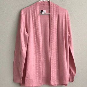 Modern Soul Comfort Yarn Sweater Cardigan Cable Detail - Blush (Sz S) a459451